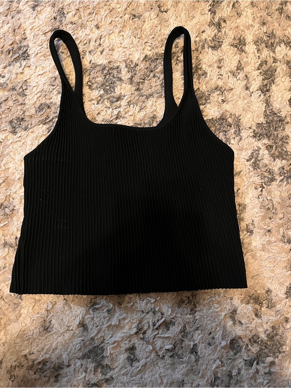 Forever 21 Black Ribbed Cropped Tank - Slim Straps woman’s xl